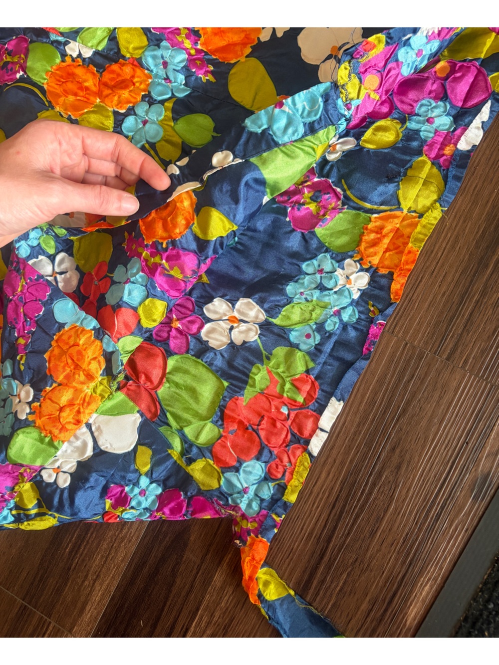 Vintage Floral Maxi Dress - Black with Bright Multicolor Blooms - Picture 12 of 16